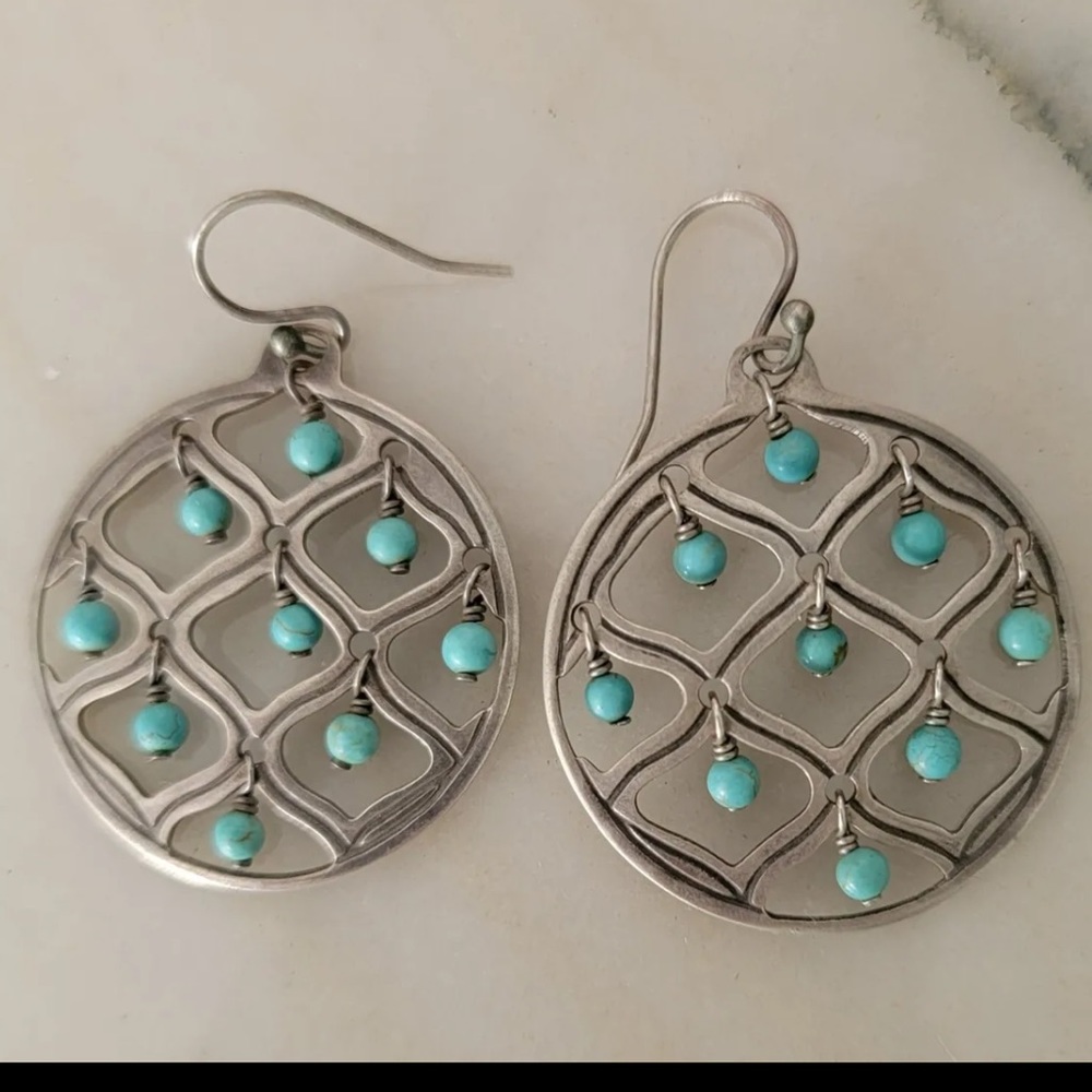 Silpada Sterling Howlite Cutout Circle Earrings